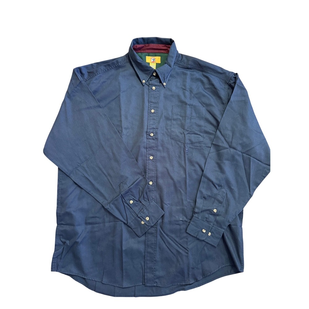 Duck Head Mens 2XLT Tall Navy Blue Herringbone Cotton Button Down‎ Shirt LS